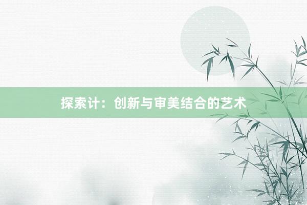 探索计：创新与审美结合的艺术